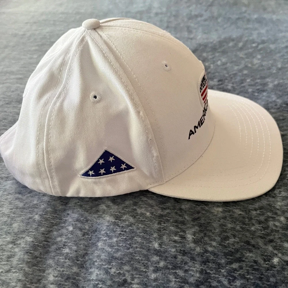 American Dunes Hat Men's One Size White American Flag Bear Golf Course Michigan